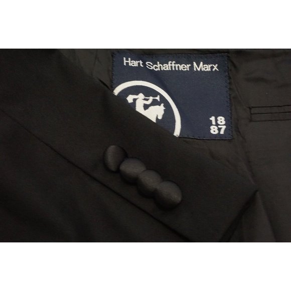 Hart Schaffner Marx Two Button Black Full Tuxedo Jacket Pants Sz 43R